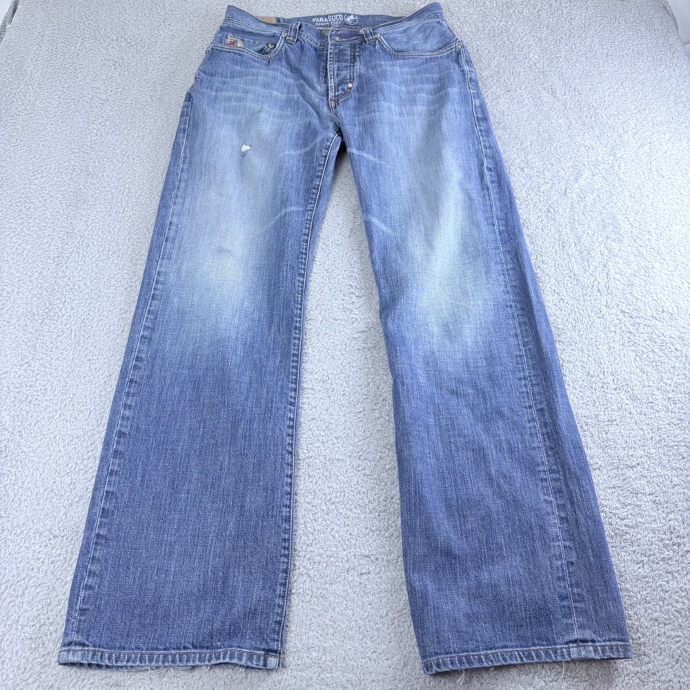 Parasuco Denim Cult Straight Leg Jeans Women 32 Blue Distressed Y2K Vintage